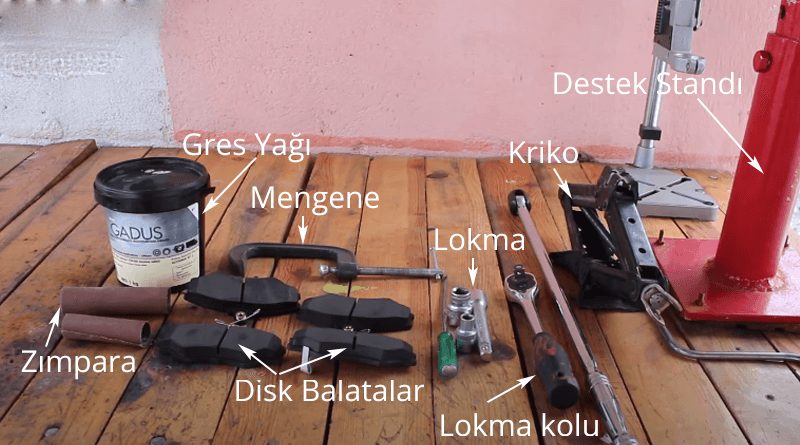 Fren disk balatasını değiştirmek için gerekli malzemeler